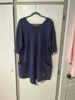 Free People FP Movement Hot Shot Oversized Romper in Dark Blue
